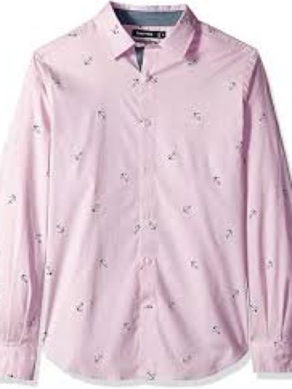 G/Fore Men’s Pink and White Striped Skull Embroidered Long Sleeve Button Down